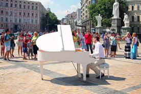 Grand piano at St. Michael's Square. Project 'Dream! Act!'